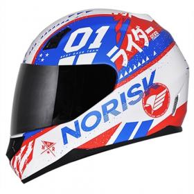 Capacete Norisk FF391 Tokyo Branco Vermelho e Azul Fosco