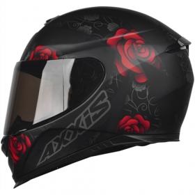 Capacete Axxis Eagle Flowers Preto e Vermelho Fosco